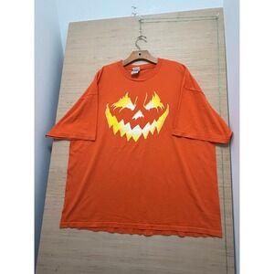 Vintage Delta Pro Weight‎ 2XL Orange Halloween Pumpkin Face Graphic T-Shirt